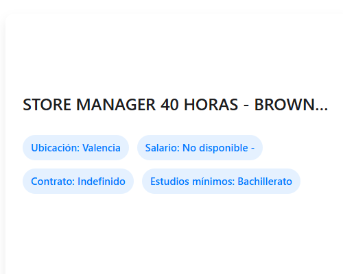 STORE MANAGER 40 HORAS  - BROWNIE VALENCIA  AQUA (BSLSS)