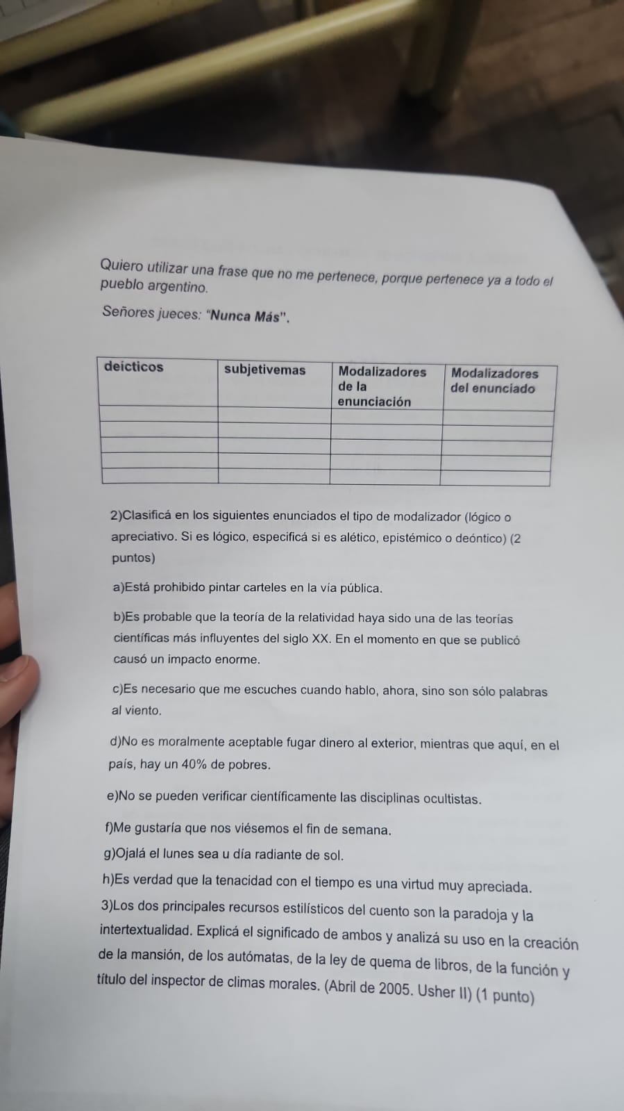 Prueba de Lengua y literatura test