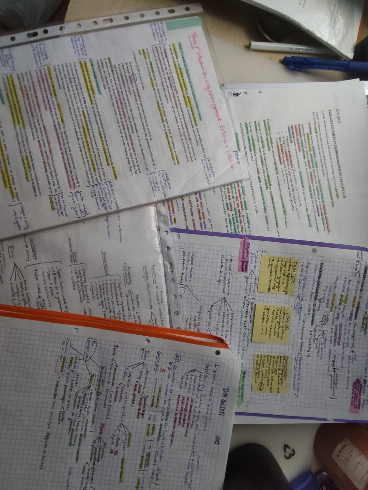 Vendo apuntes a papel y a mano de diferentes asignaturas de primero: introducción a la lengua, introducción a la literatura, lingüística, obras maestras...