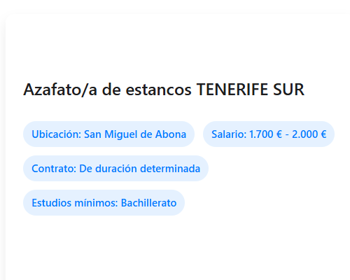 Azafato/a de estancos TENERIFE SUR