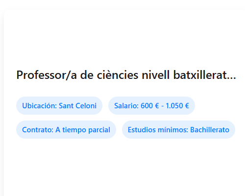 Professor/a de ciències nivell batxillerat // Professor/a lletres nivell batxillerat