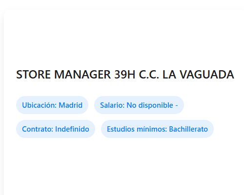 STORE MANAGER 39H C.C. LA VAGUADA