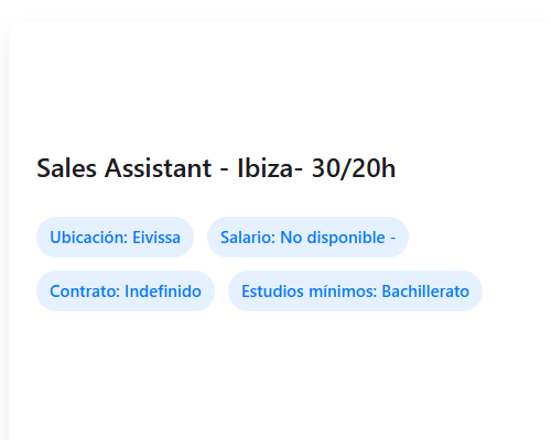 Sales Assistant - Ibiza- 30/20h