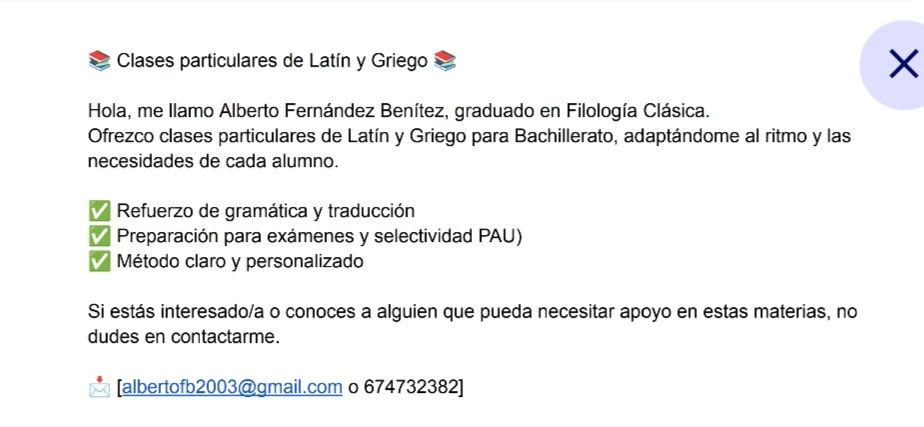 Me ofrezco a dar clases de Latin y Griego