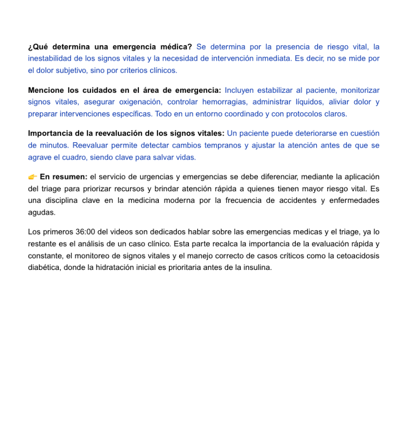 Urgencia, emergencia y triaje (Resumen)