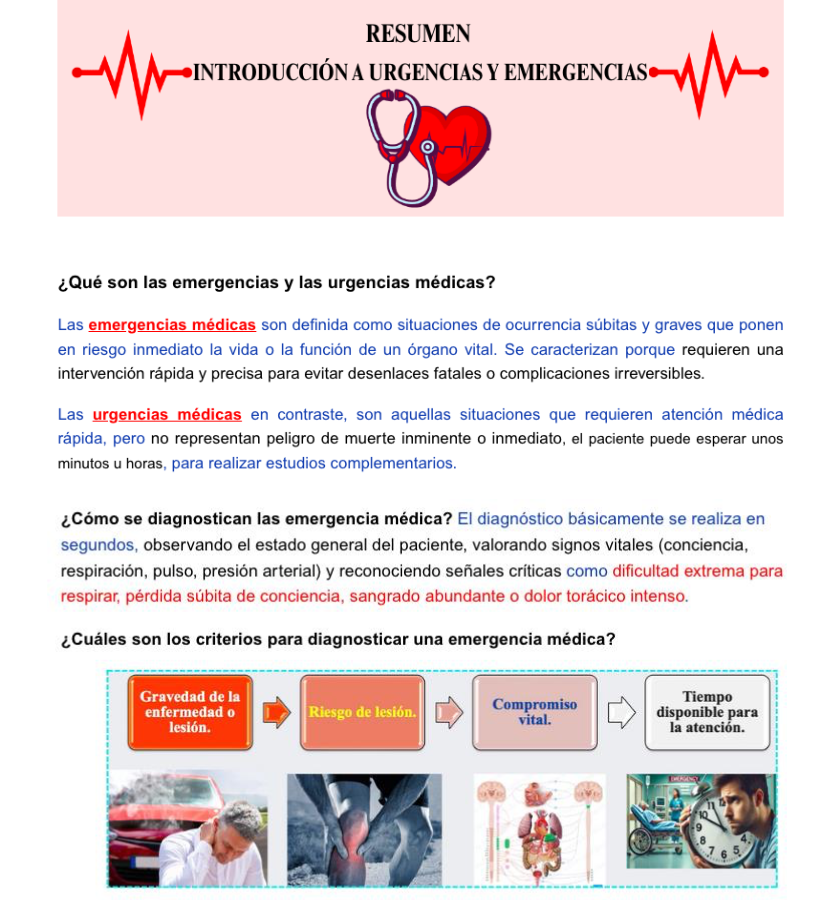 Urgencia, emergencia y triaje (Resumen)