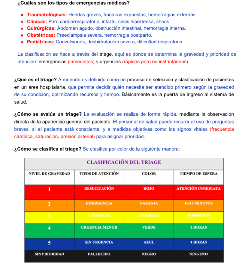 Urgencia, emergencia y triaje (Resumen)