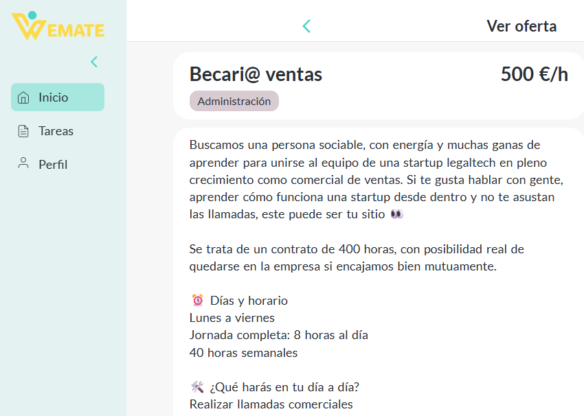 Becari@ Comercial Ventas 500€/MES 