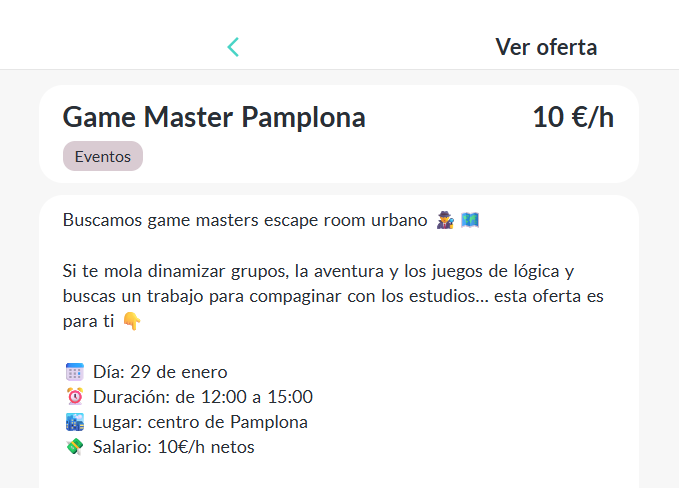 OFERTA LABORAL 10€/HORA por 3 HORAS el 29 ENERO