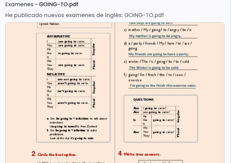 exámenes de ingles en el link