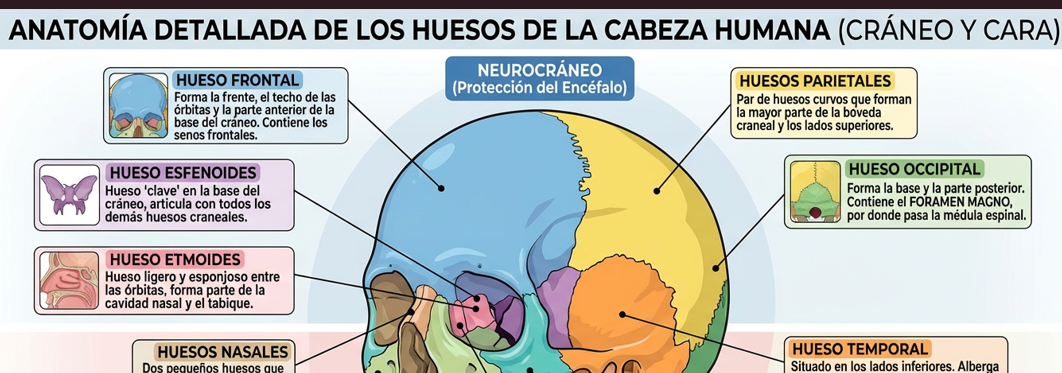 Los huesos del cráneo y la cara, detallado. En el link
