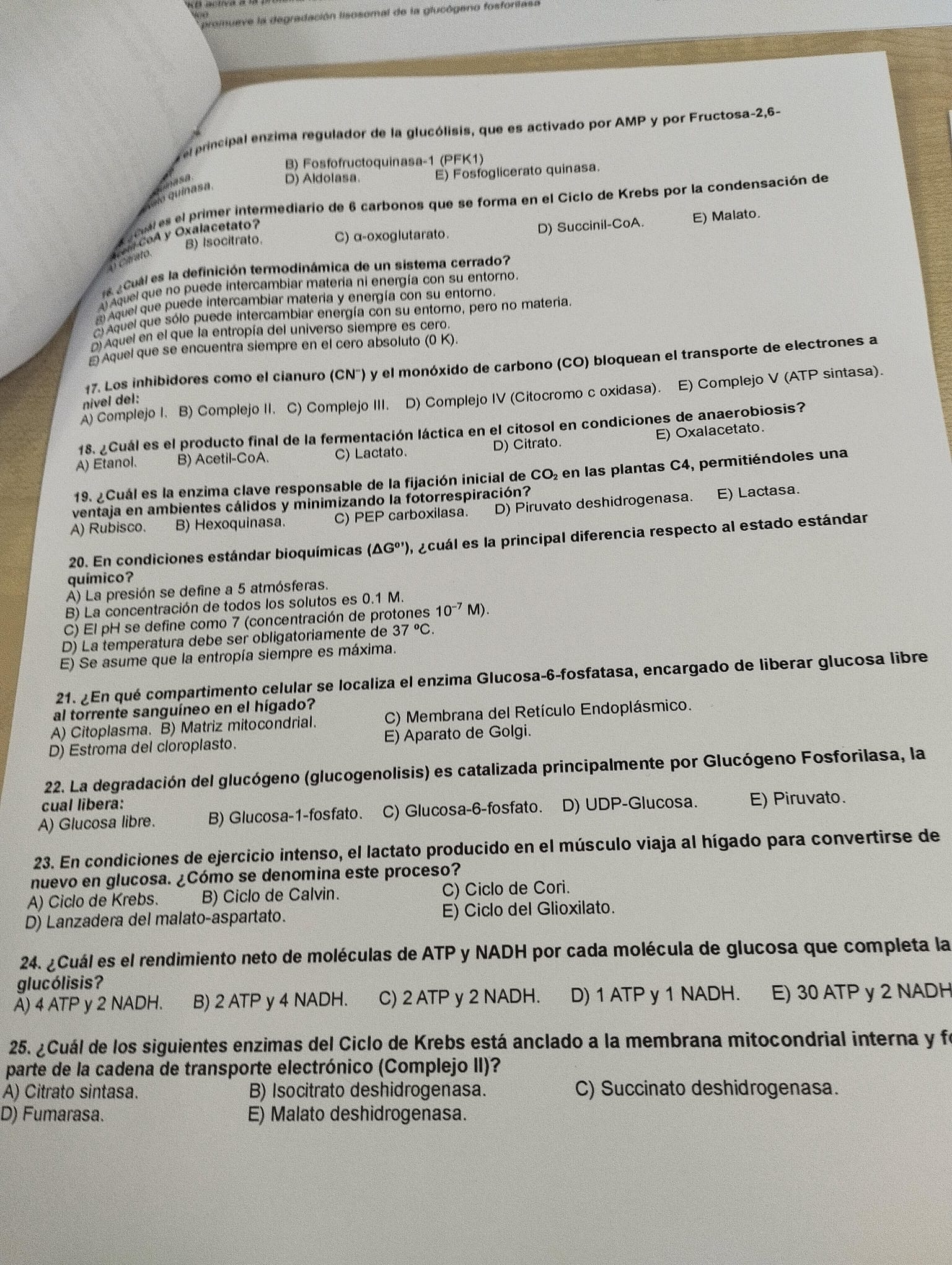 Examen final Mayo 2026 Bioquímica II Primer Parcial