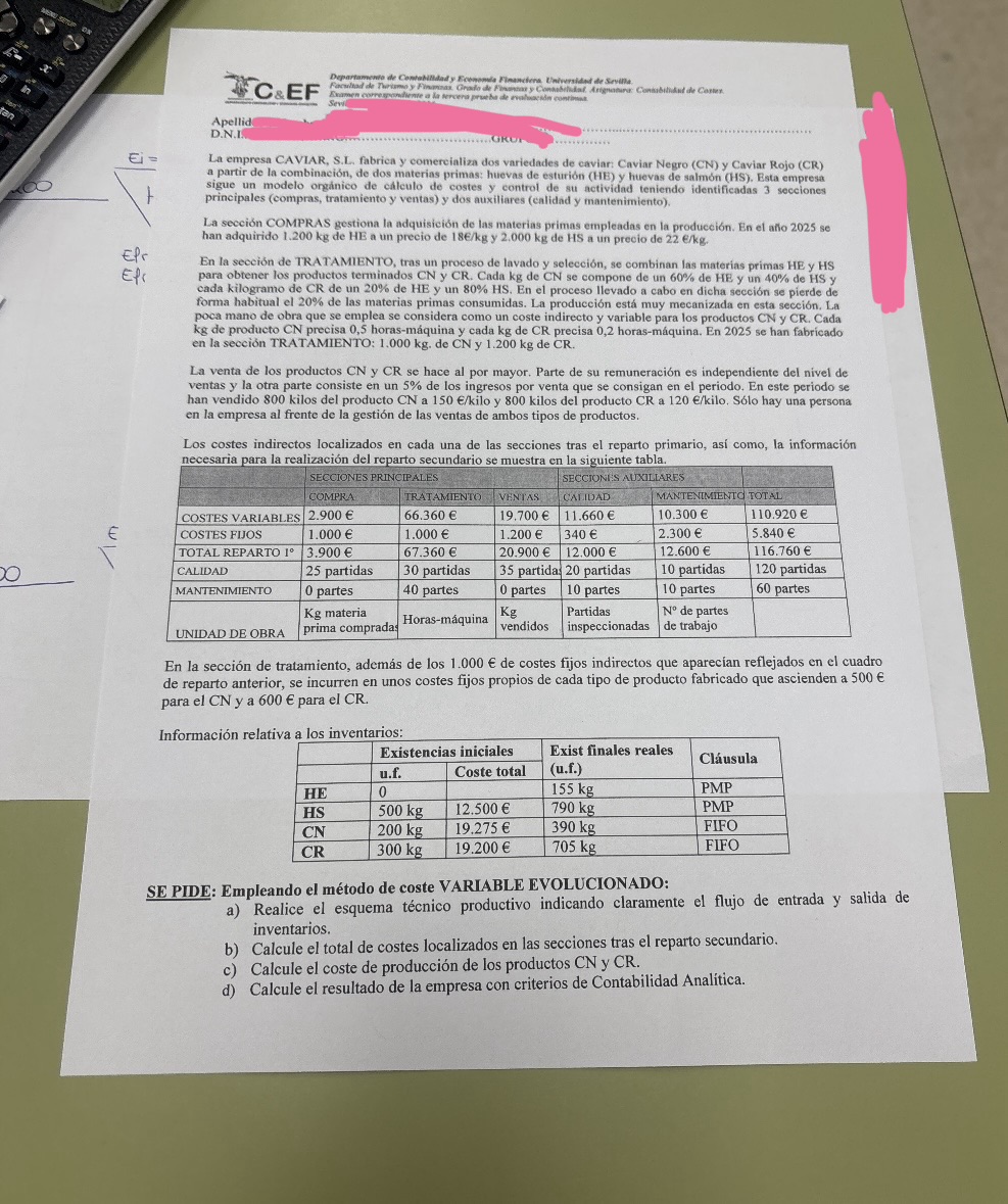Examen mayo 2026 costes