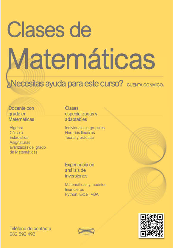 Clases en vivo y cursos grabados - ÁLGEBRA II
- Teléfono de contacto: 682592493