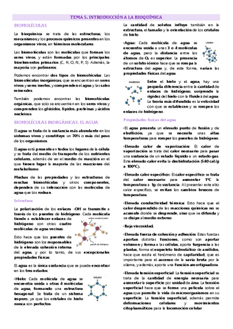 Tema 5 química biomolecular, Introducción a la bioquímica, agua y sales minerales.pdf