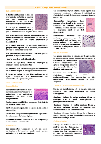 Tema 6 biología tisular, Tejido cartilaginoso.pdf