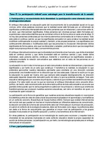 Resumen TEMA 6 Diversidad Cultural y Equidad en la escuela pdf - Thumbnail