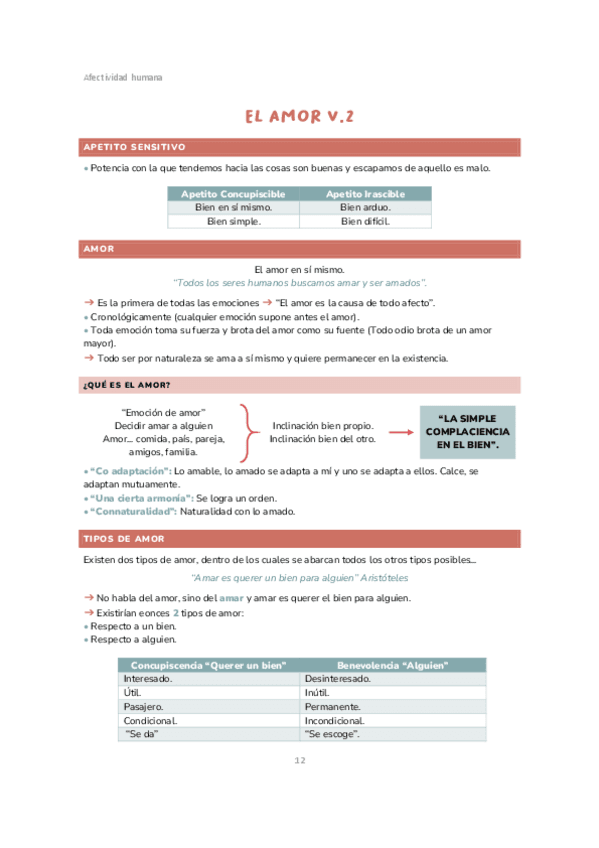 Amor: Tipos causas y efectos - Afectividad Humana Según Tomás de Aquino.pdf