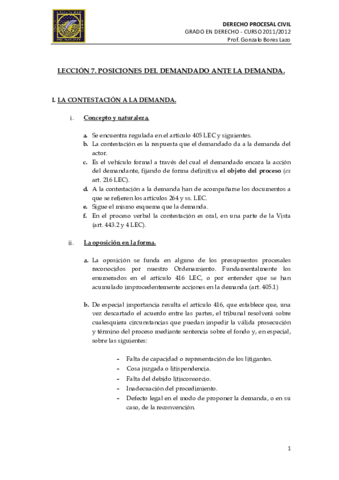LECCION 7 POSICIONES DEL DEMANDADO ANTE LA DEMANDA.pdf