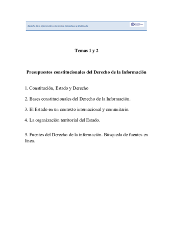 Tema 1 y 2 - Presupuestos constitucionales del Derecho a la Información.pdf