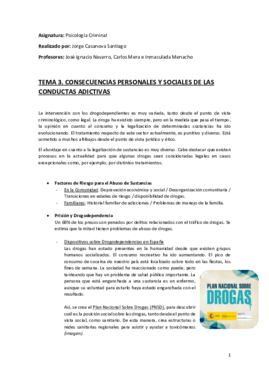 Tema 3 (Consecuencias Personales y Sociales de las Conductas Adictivas) - Psicología Criminal.pdf