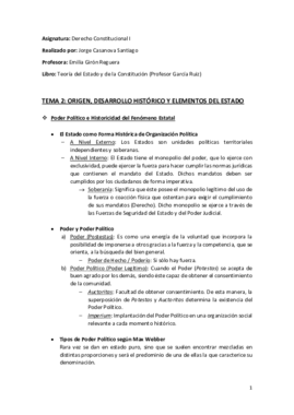 Tema 2 (Origen- Desarrollo Histórico y Elementos del Estado) - Derecho Constitucional I.pdf