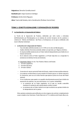 Tema 5 (Constitucionalismo y Separación de Poderes) - Derecho Constitucional I.pdf