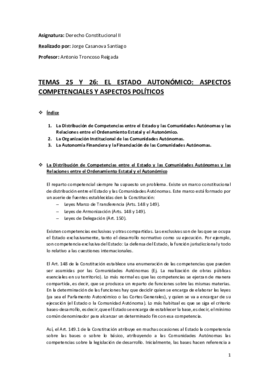 Tema 12 (25 y 26) (El Estado Autonómico. Aspectos Competenciles y Aspectos Políticos) - Derecho Constitucional II.pdf