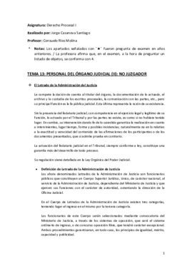 Tema 13 (Personal del Órgano Judicial (II). No Juzgador) - Derecho Procesal I.pdf