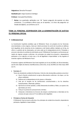 Tema 14 (Personal Cooperador con la Administración de Justicia (I). Personal Oficial) - Derecho Procesal I.pdf