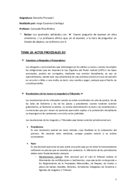 Tema 18 (Actos Procesales (II)) - Derecho Procesal I.pdf