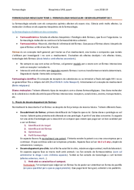 FARMACOLOGIA MOLECULAR TEMA 1 - FARMACOLOGIA MOLECULAR I DESENVOLUPAMENT DE FÀRMACS.pdf