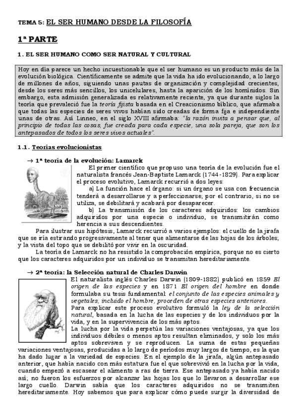 Tema 5 El Ser Humano Desde La Filosofia Pdf