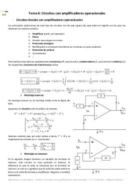 Electrónica y Automática - Tema 6 - Circuitos con Amplificadores Operacionales.pdf