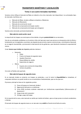 Transporte Marítimo y Legislación - Tema 2 - Los Cuatro Mercados Marítimos (Seco).pdf