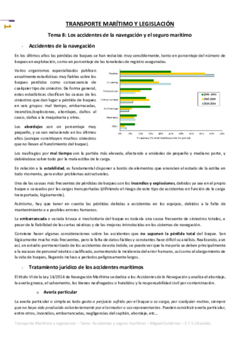 Transporte Marítimo y Legislación - Tema 8 - Accidentes de navegación y Seguro Marítimo (Robledo).pdf