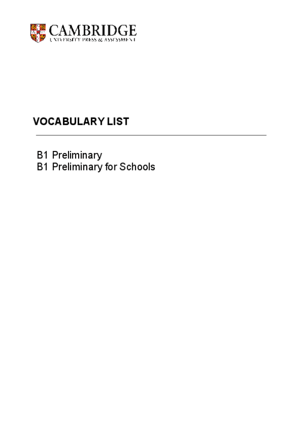 Vocabulary B1 Cambridge Pdf
