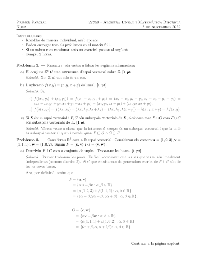 Parcial I y Recuperacion 2022-23. Algebra Lineal y M. Discreta (con soluciones).pdf