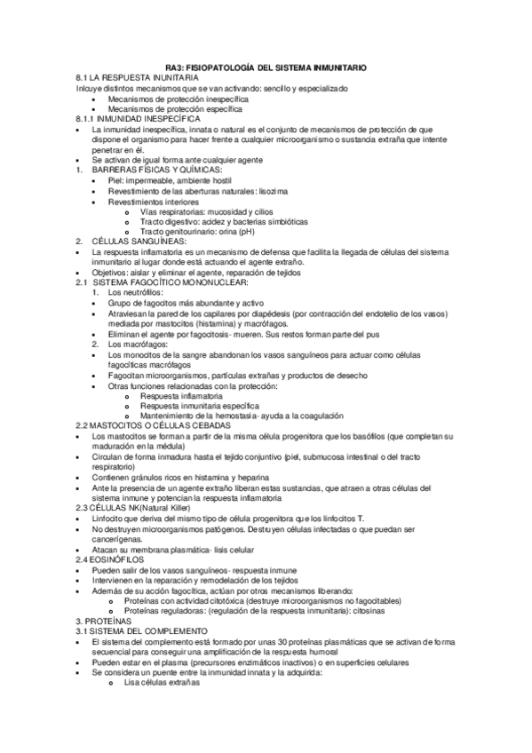 Tema 8 Fisiopatologia Del Sistema Inmunitario Pdf