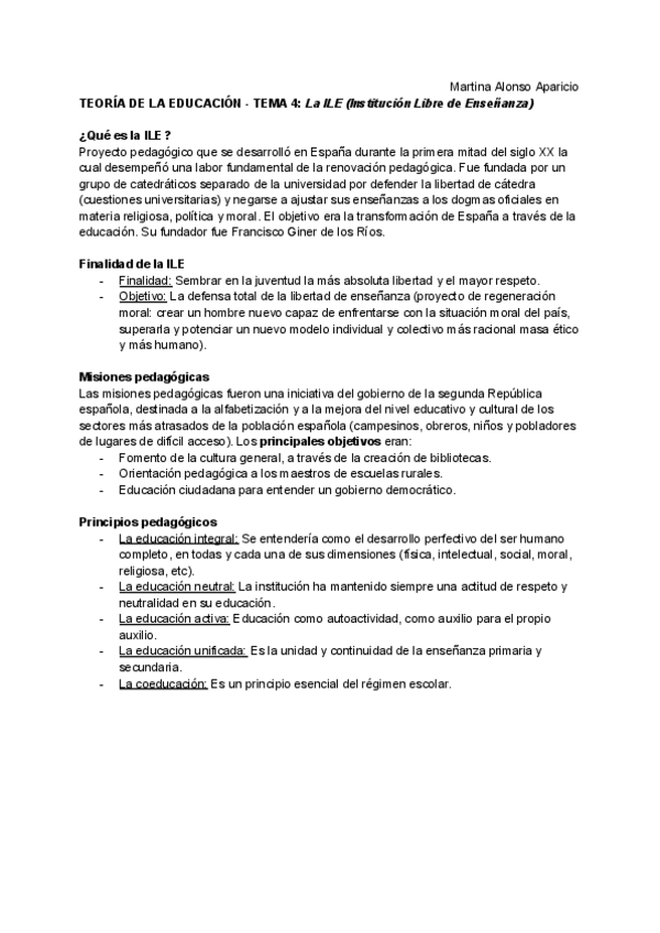 teoría de la educación - tema 4 (la ILE: Institución de Libre Enseñanza).pdf