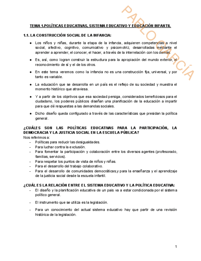 Tema Politicas Educativas Sistema Educativo Y Educacion Infantil Organizacion De Centros