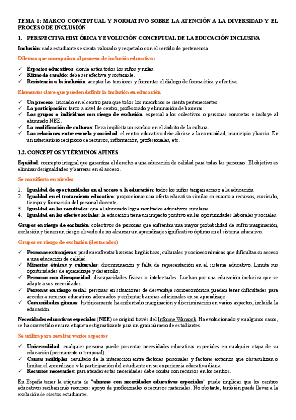 TEMA 1 MARCO CONCEPTUAL Y NORMATIVO SOBRE LA ATENCIÓN A LA DIVERSIDAD Y ...