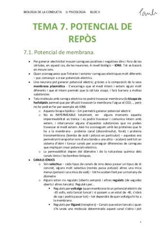 BIO - TEMA 7. POTENCIAL DE REPÒS (Psicologia UB 1r).pdf