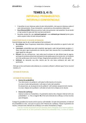 Estadística - TEMES 3- 4 i 5 INTERVALS PROBABILÍSTICS i INTERVALS CONFIDENCIALS (Psicologia UB 1r).pdf