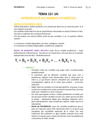 Estadística - TEMA 13 i 14 INTRODUCCIÓ ALS MODELS ESTADÍSTICS (Psicologia UB 1r).pdf