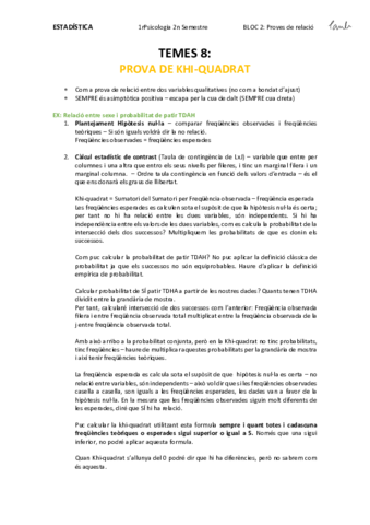 Estadística - TEMA 8 PROVA DE KHI-QUADRAT (Psicologia UB 1r).pdf