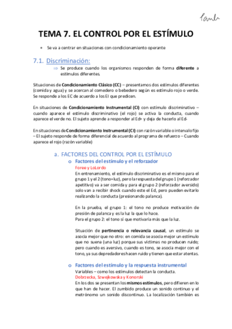 AME - TEMA 7 El control por el estímulo (Psicologia UB 1r).pdf