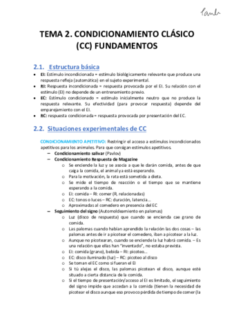AME - TEMA 2 Condicionamiento Clasico Fundamentos (Psicologia UB 1r).pdf