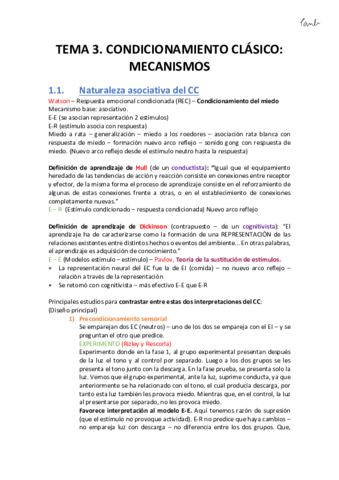 AME - TEMA 3 Condicionamiento Clasico Mecanismos (Psicologia UB 1r) .pdf