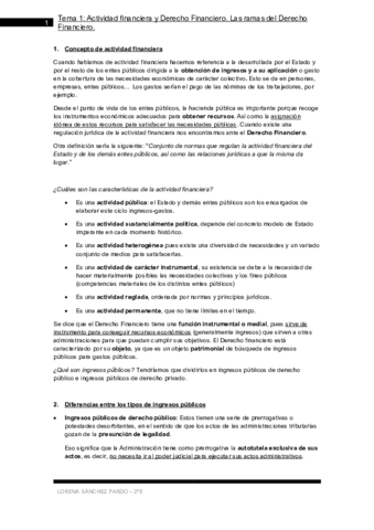 Tema 1 - Actividad financiera y Derecho Financiero. Las ramas del derecho financiero..pdf